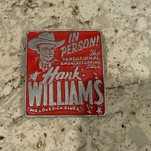 Hank Williams Red and Silver Belt Buckle